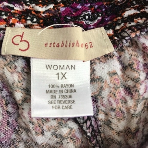 Dressbarn Palazzo Pants Flowy Boho Wide Leg Elastic Ikat Womens Size 1X Plus - Picture 5 of 13